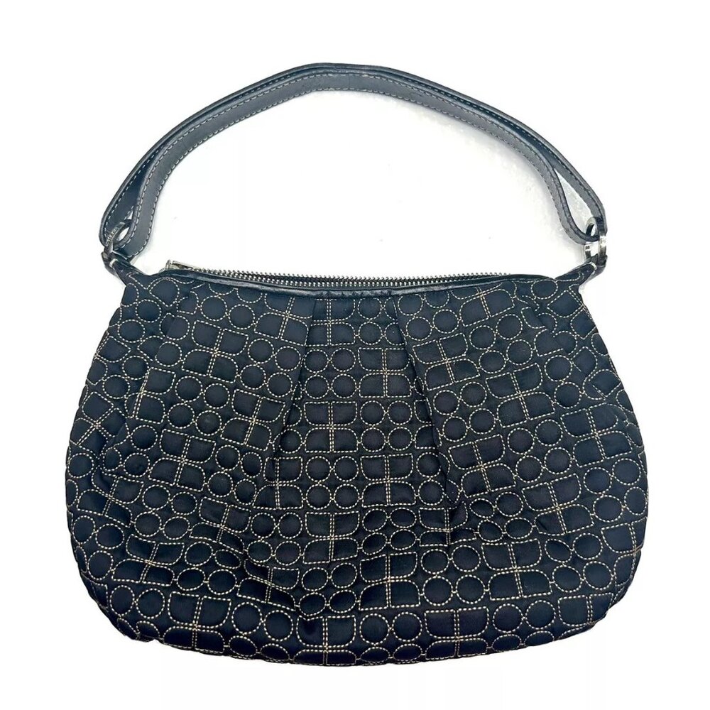 COA Included kate spade  Stitched Fabric Black Leather Trim  Satchel Handbag